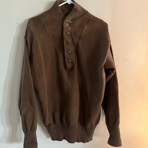 Brown Button-Up Men's Sweater